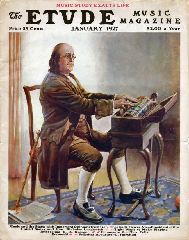 Benjamin Franklin playing the Glass Armonica