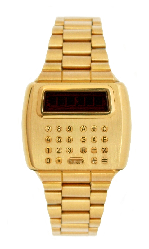 18k gold Pulsar calculator watch