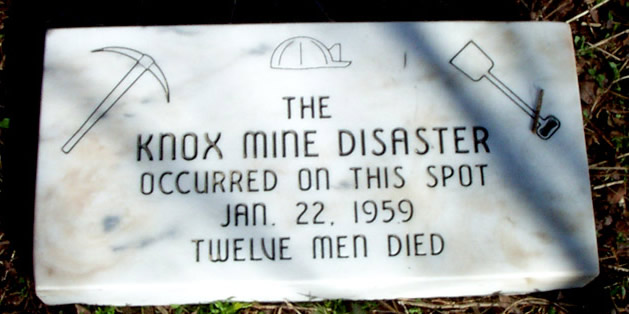 Memorial to the victims of the Knox Mine Disaster