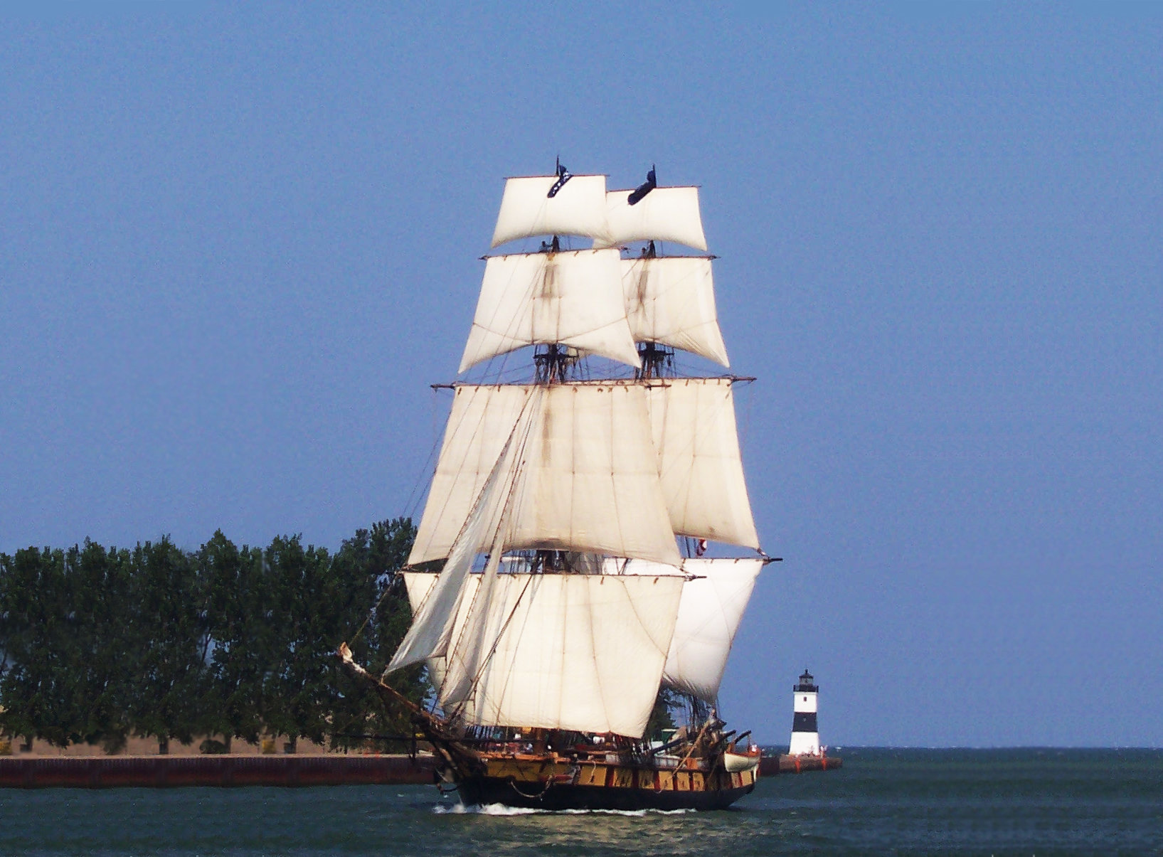 The Brig Niagara at full sail in the Erie Channel