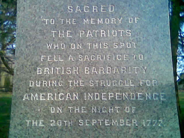 Inscription on a Paoli Battlefield monument