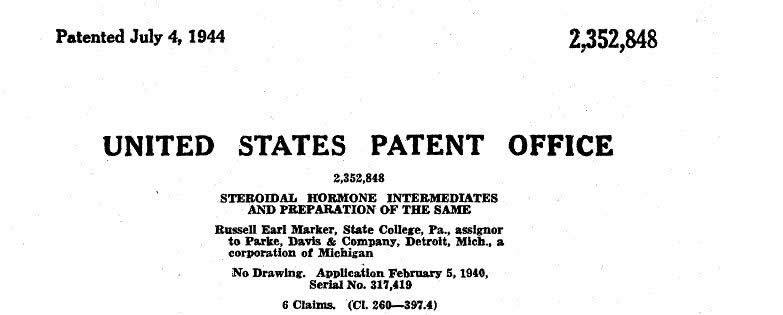 Russell Marker's patent for synthetic progresterone