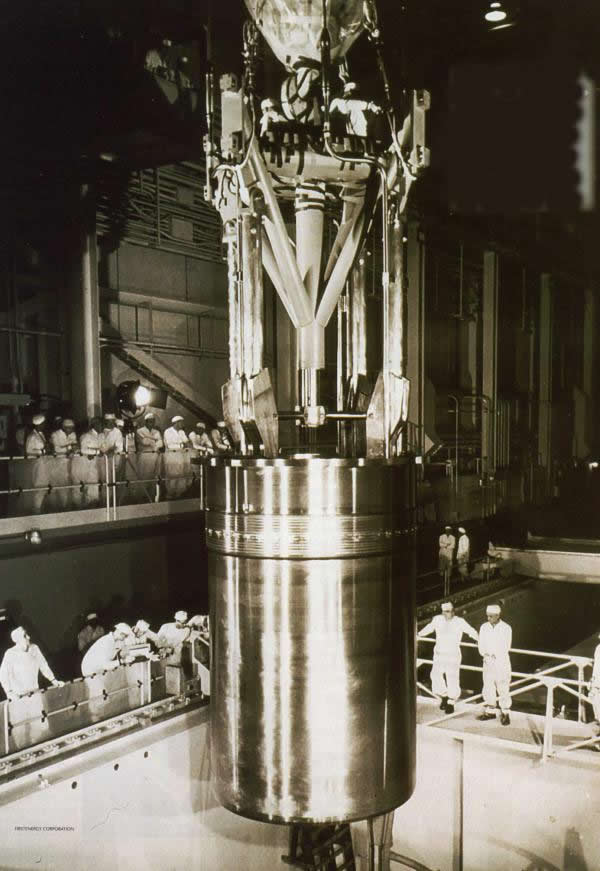 The nuclear reactor core at the  Shippingport Nuclear Plant