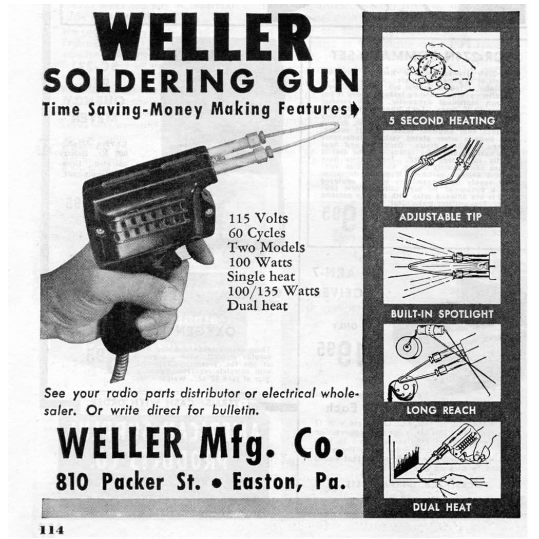 Advertisement for Weller's Soldering Gun