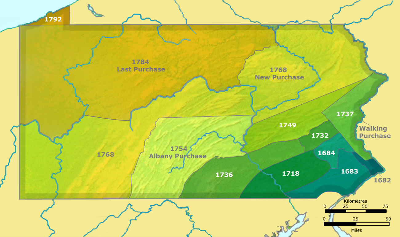 Map of Pennsylvania land purchases