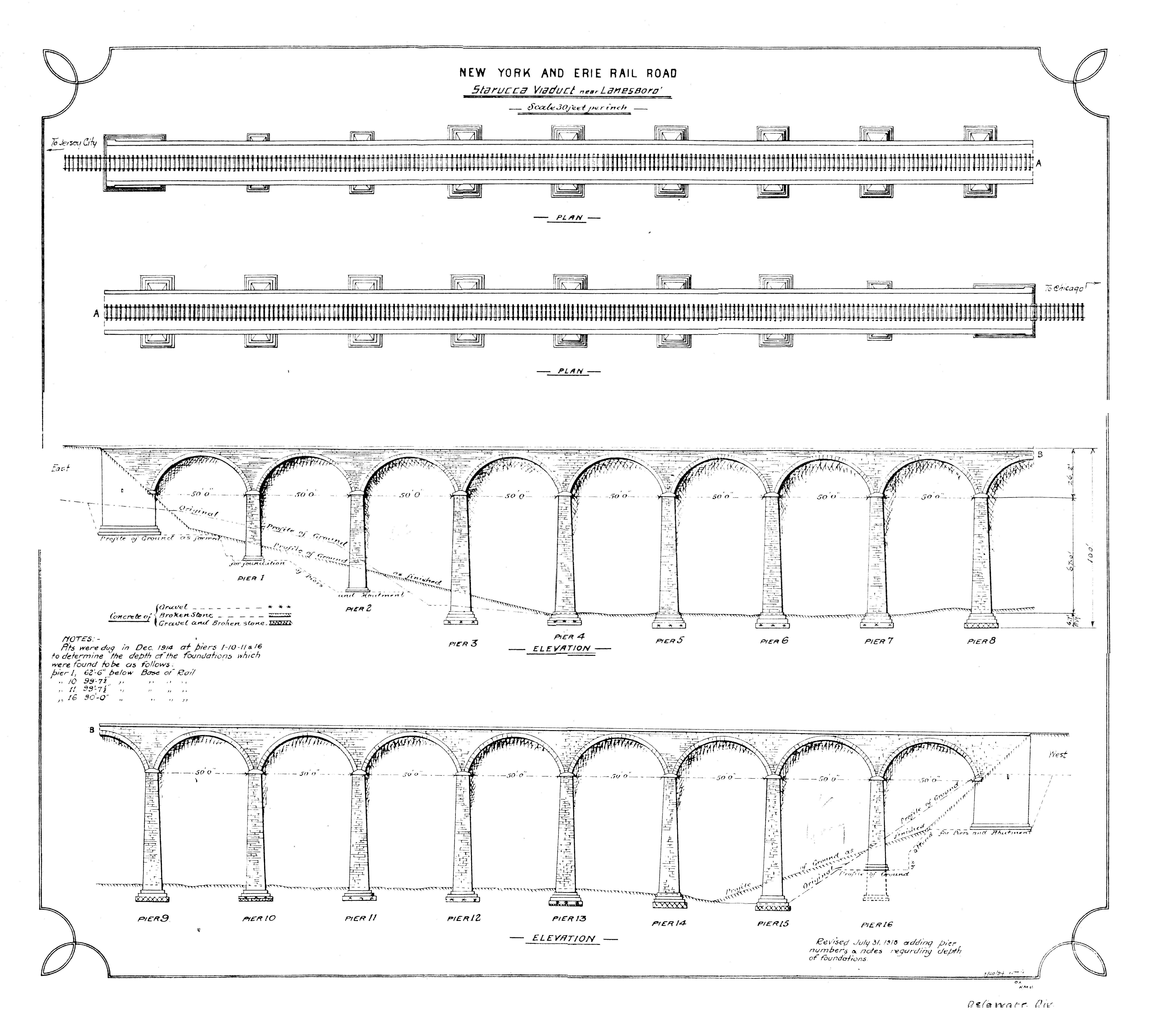 Railroad plans for the Starrucca Viaduct