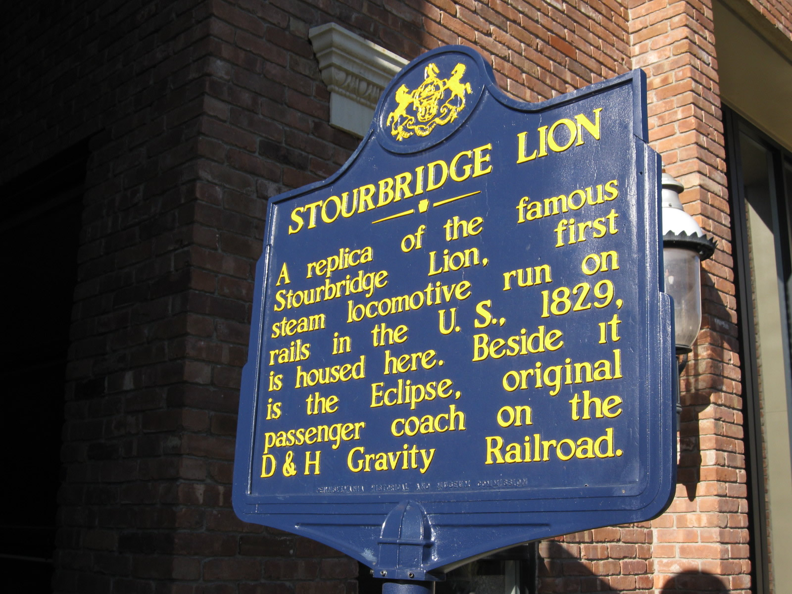 State Historical Marker for the Stourbridge Lion