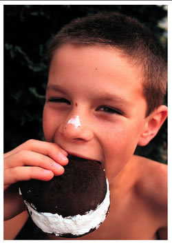 Young Boy eating a Whooopie Pie