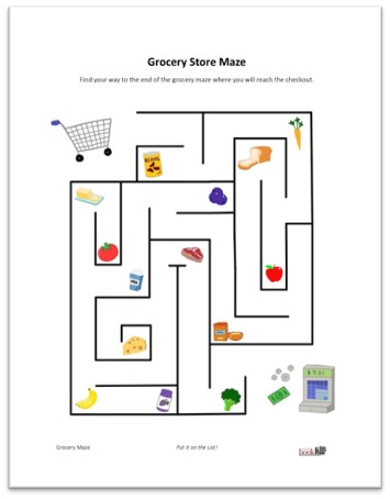 image of Grocery Store Maze handout