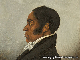 A profile portrait of James Forten in a jacket and cravat.