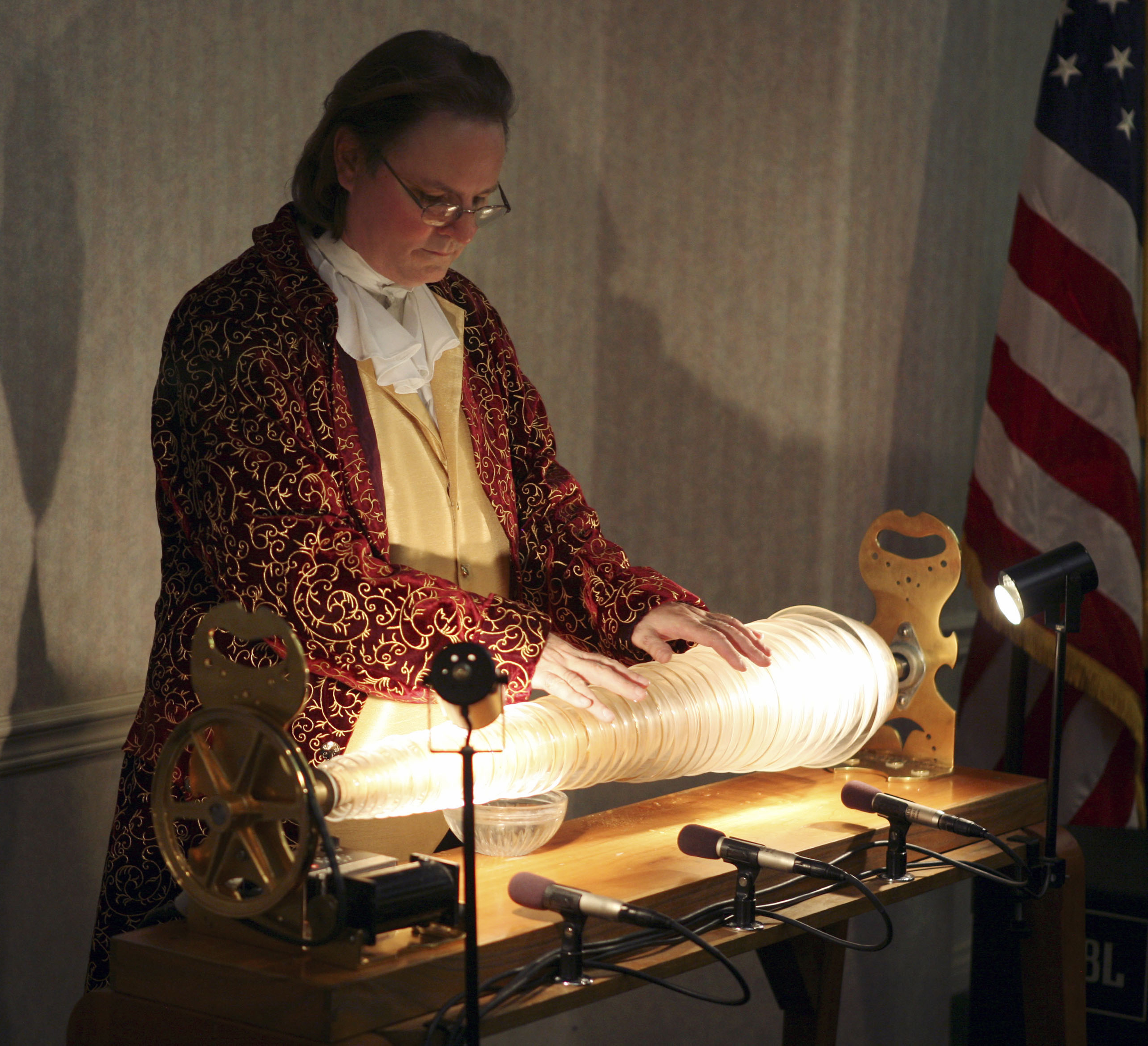 William Zeitler playing the Glass Armonica viewed lengthwise