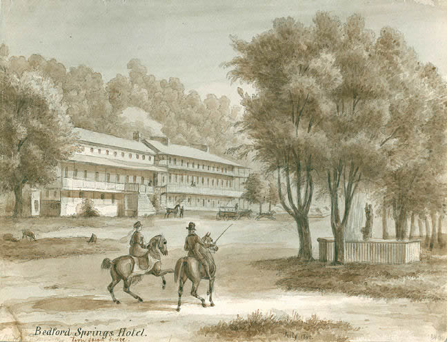 Lithograph of the Bedford Springs Hotel in 1840
