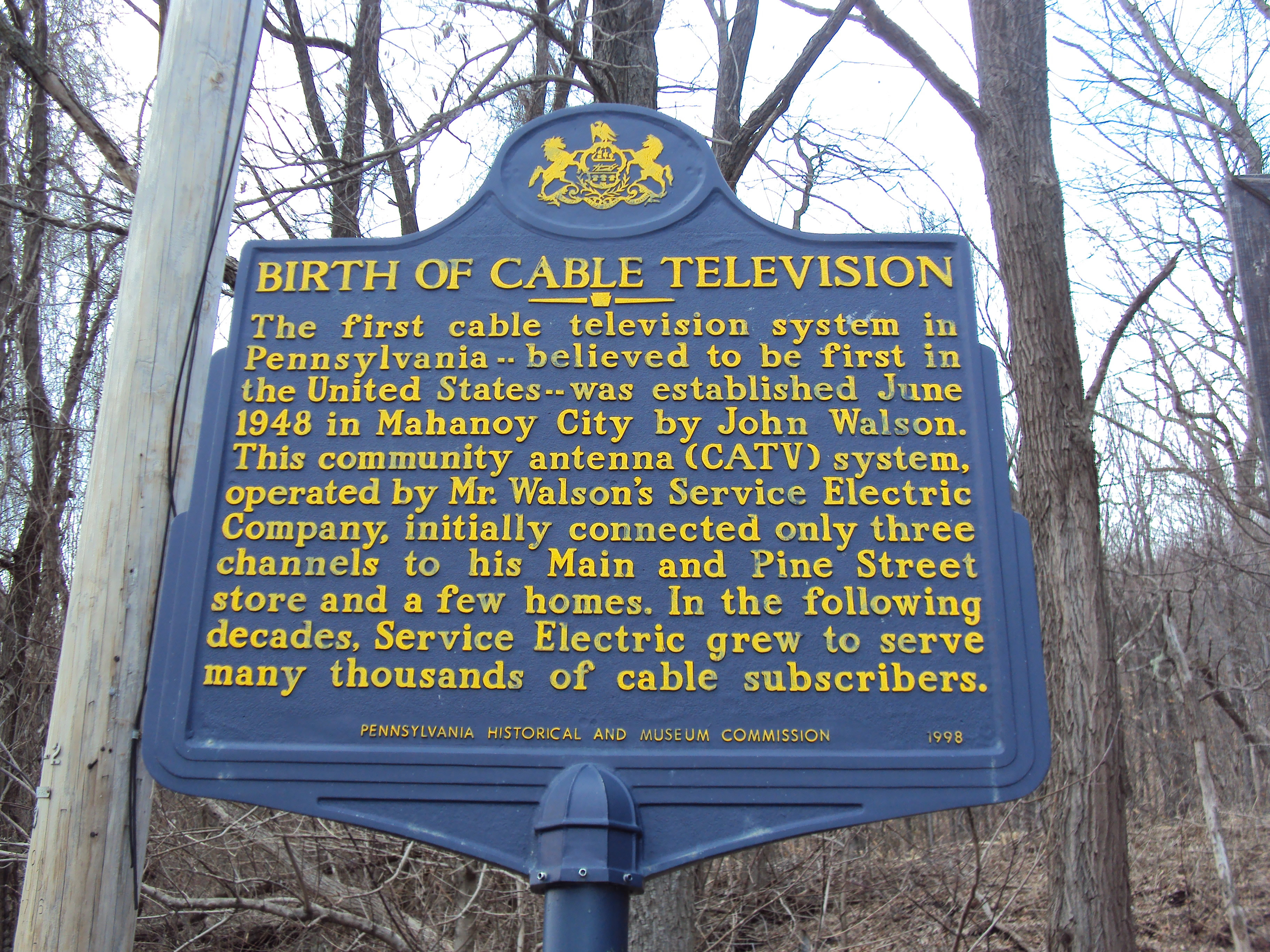 State historical marker for cable television