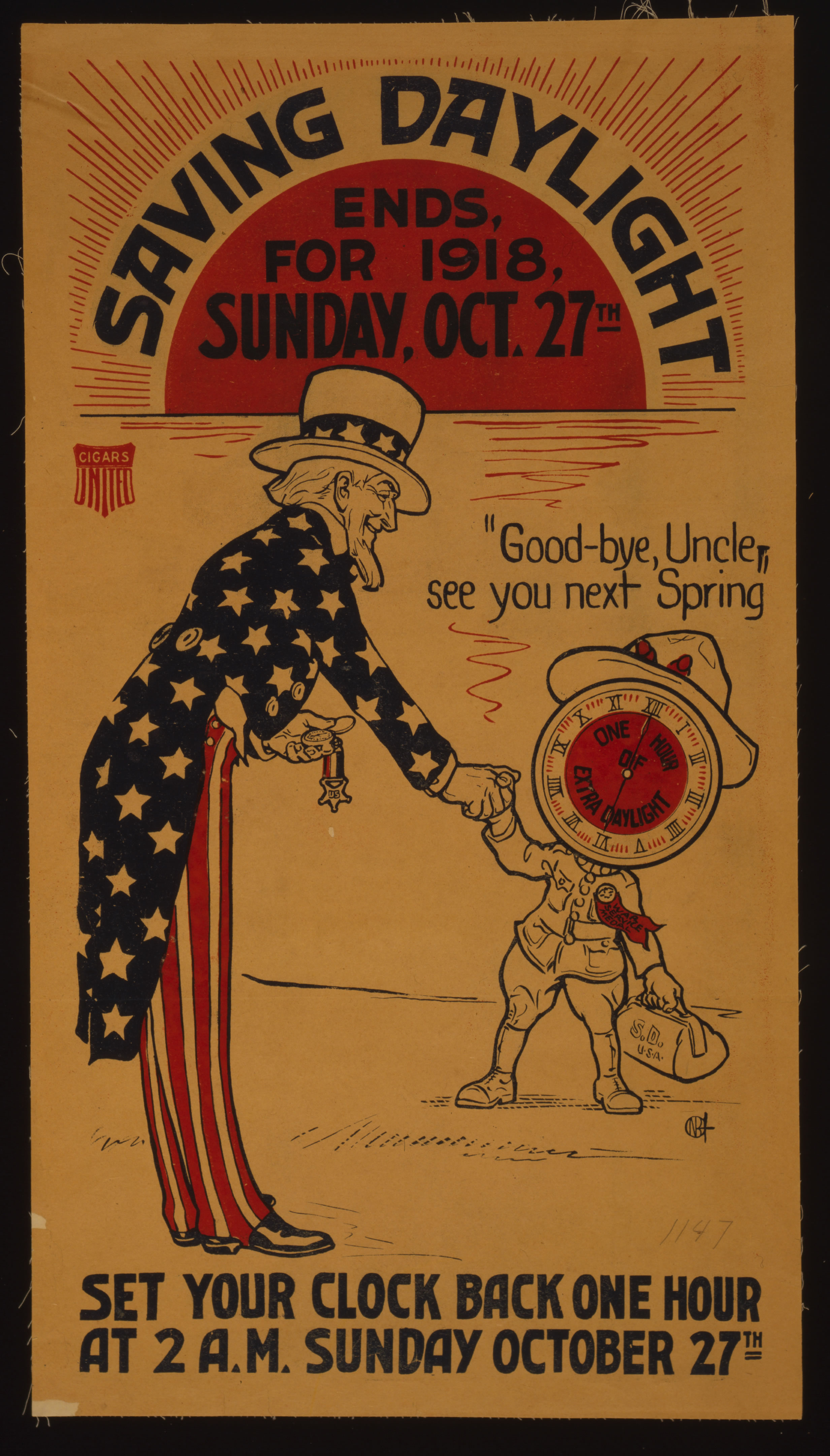 Broadside Accouncing End of Daylight Saving Time, 1918