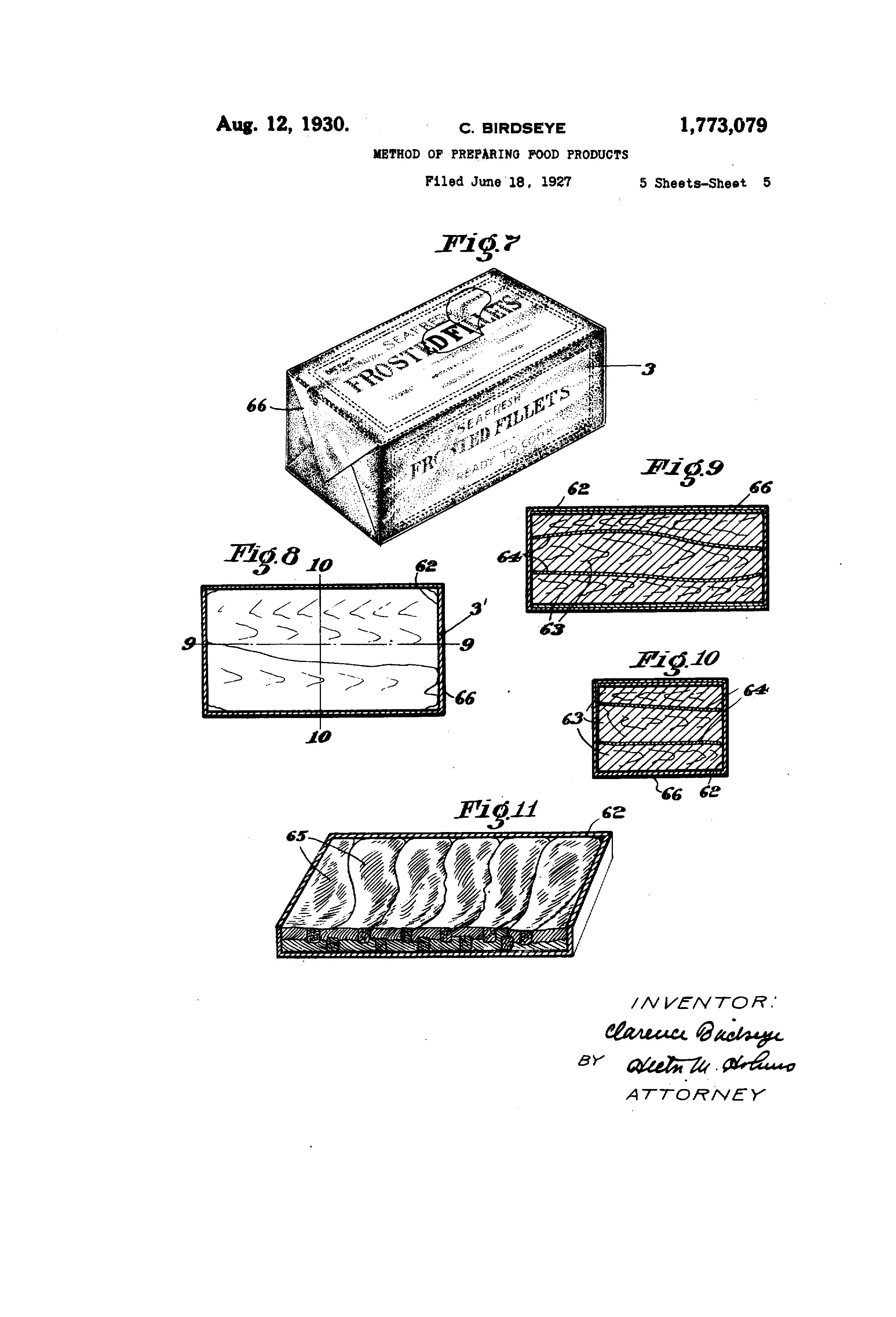 Clarence Birdseye's patent for freezing food