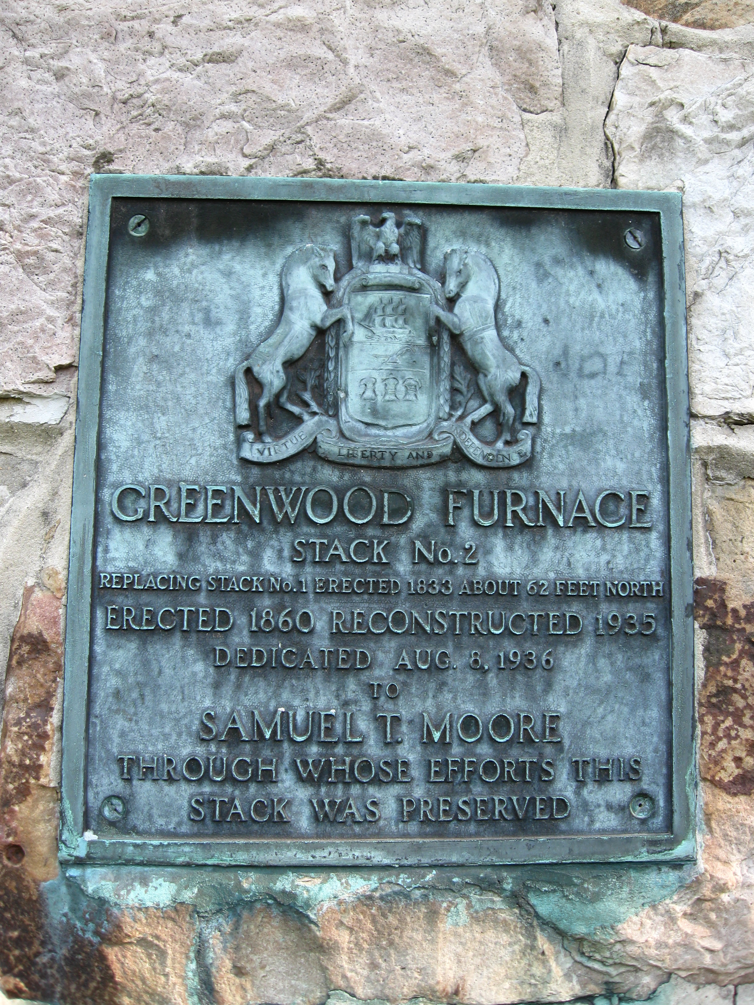 State Restoration Plaque on Greenwood Furnace #2