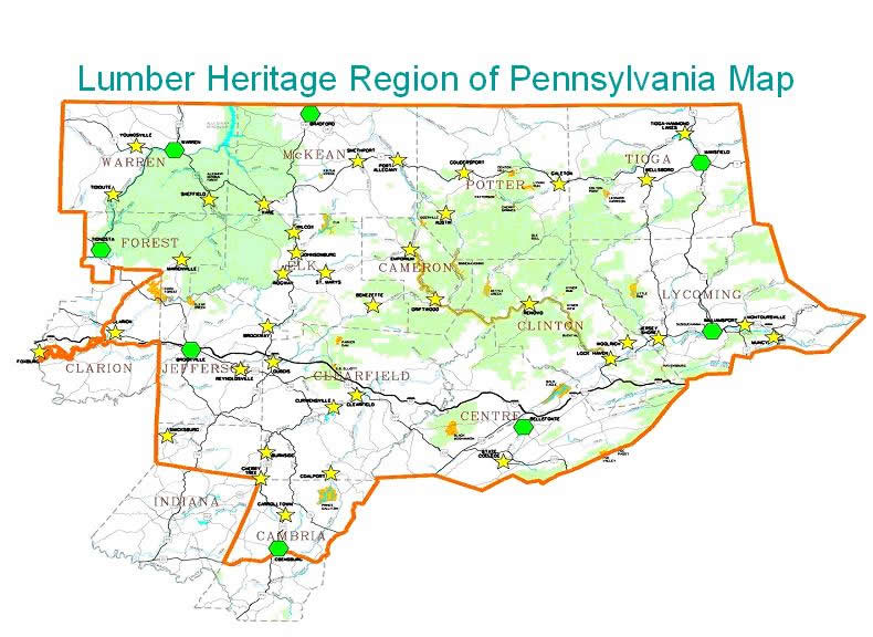 Map of the Lumber Heritage Region