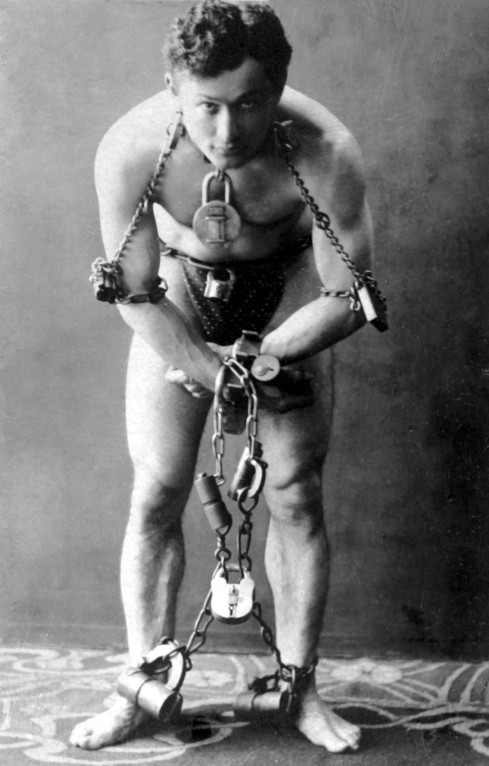 Harry Houdini in Cuffs, prepared for an escape
