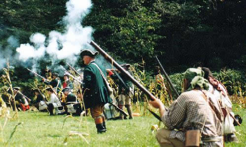 Re-enactors attack a replica of Kittanning