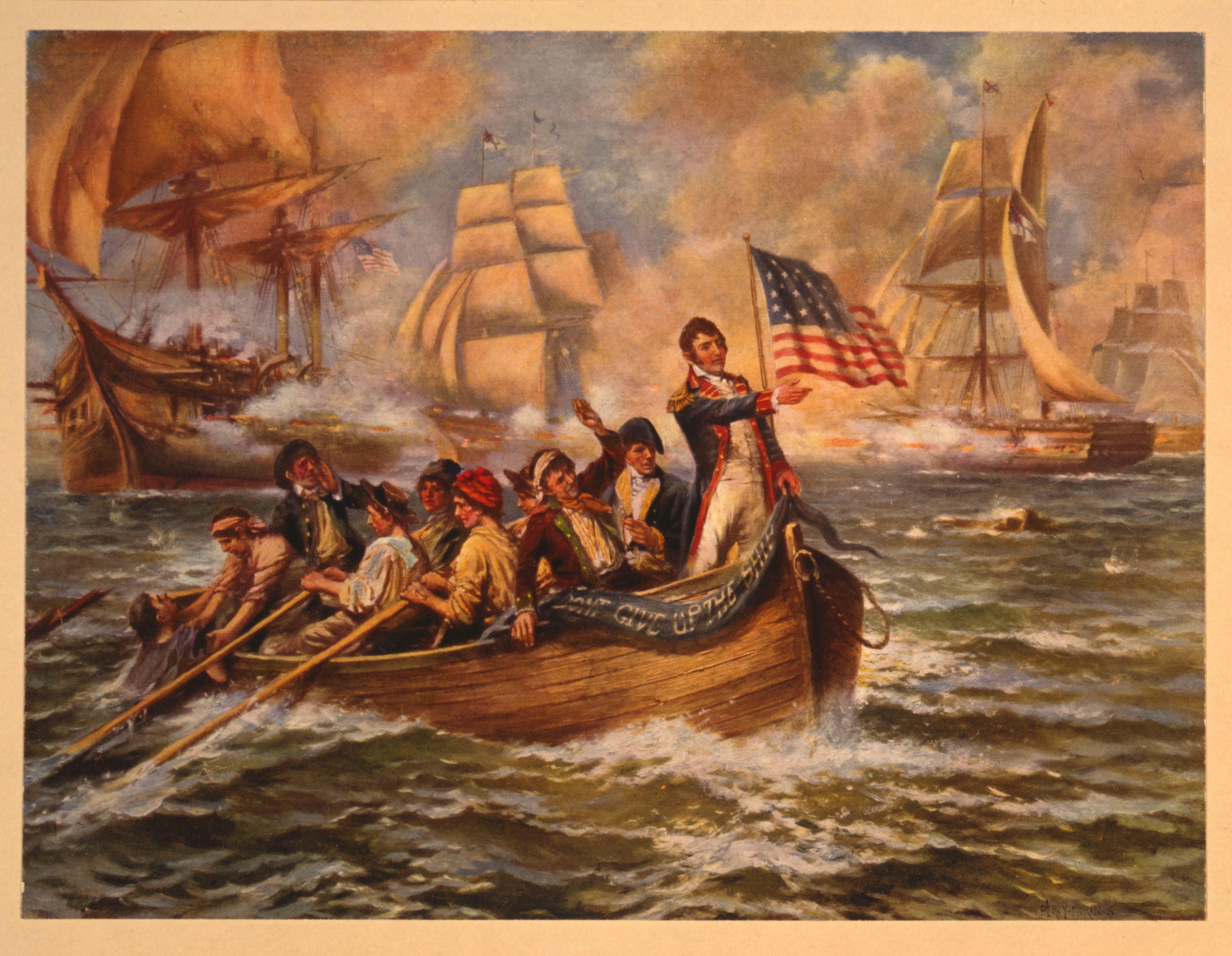 Percy Moran's painting of Perry's Transfer of his Flag to the Niagara