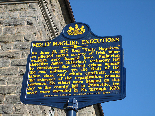Historical Marker Commemorating the Hanging of the Molly Maguires