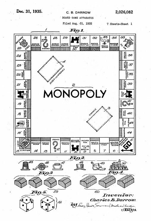 Patent Drawing for Monopoly Playing Board