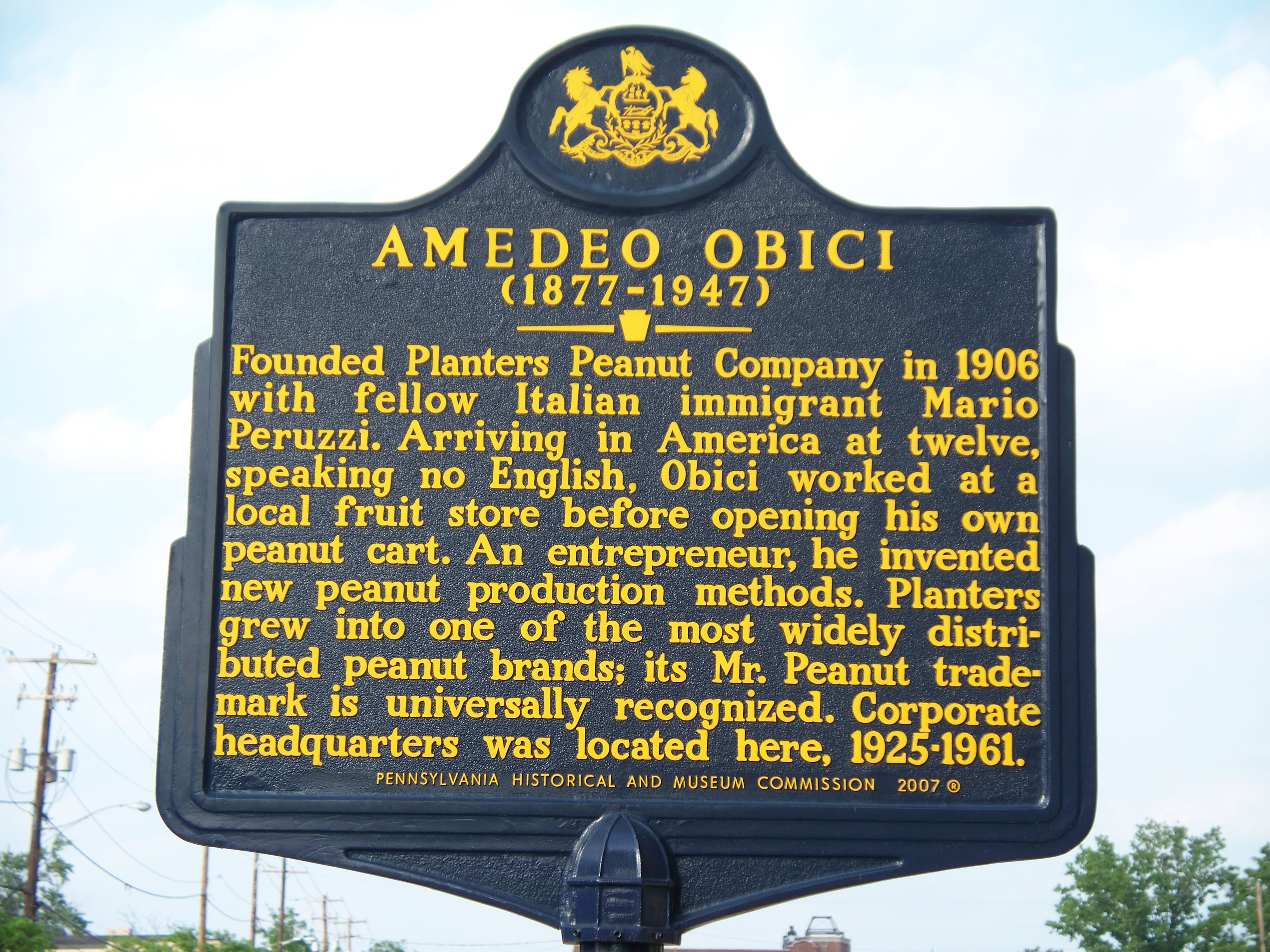Historical Marker Commemorating Amedeo Obici