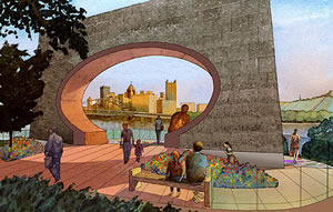 Artists Rendering of a park for Mister Rogers
