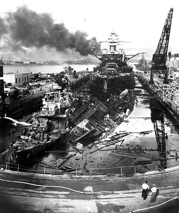 U.S.S. Pennsylvania in dry dock at Pearl Harbor