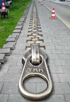 YKK Zipper Sidewalk Sculpture