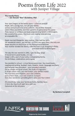 Poem - The Family Piano for Ronald “Ron” Buckalew, PhD, by Barbara Campbell